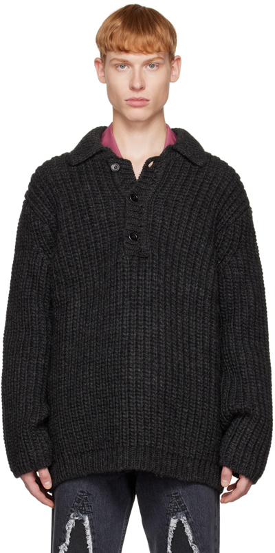 Our Legacy Big Piquet Cable-knit Wool Cardigan In Grey
