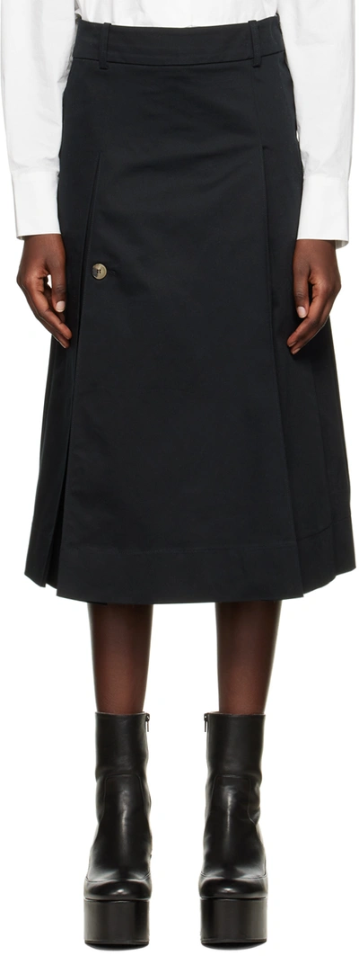 Recto Black Pleated Midi Skirt In Charcoal