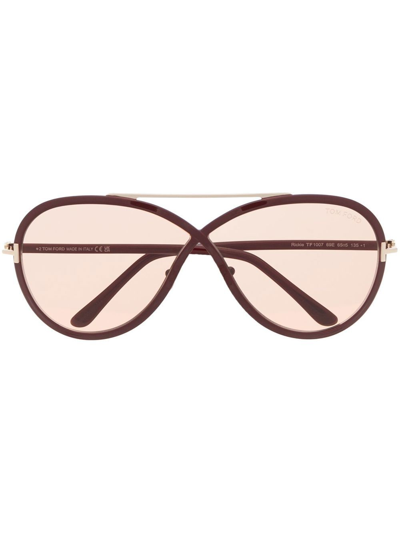 Tom Ford Round-frame Oversize Sunglasses In Red