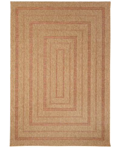 Liora Manne Sahara Multi Border 3'3" X 4'11" Outdoor Area Rug In Terracotta