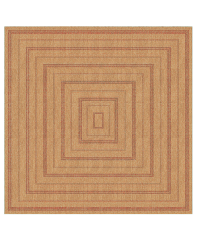 Liora Manne Sahara Multi Border 7'10" X 7'10" Square Outdoor Area Rug In Terracotta