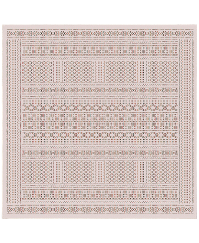Liora Manne Mosaic Stripe 7'10" X 7'10" Square Outdoor Area Rug In Ivory