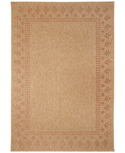 Liora Manne Sahara Block Print Border 3'3" X 4'11" Outdoor Area Rug In Terracotta