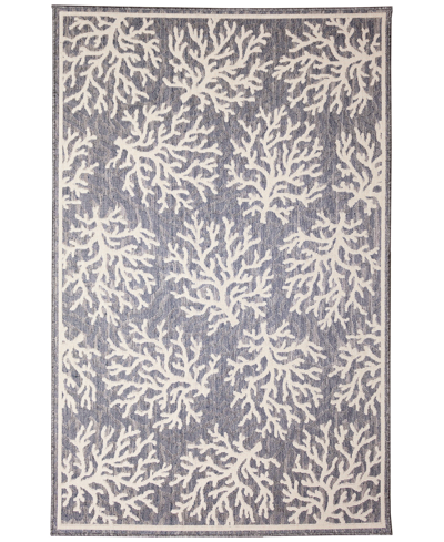 Liora Manne Cove Coral 7'10" X 9'10" Outdoor Area Rug In Blue