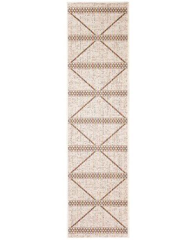 Liora Manne Diamond Stripe 1'11" X 7'6" Runner Outdoor Area Rug In Ivory
