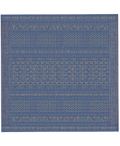 Liora Manne Panel Stripe 7'10" X 7'10" Square Outdoor Area Rug In Denim