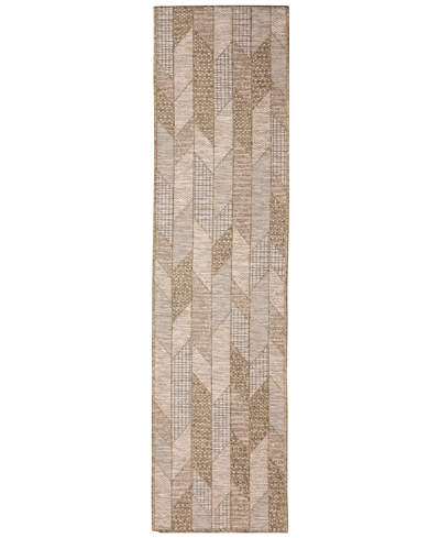 Liora Manne Orly Angles 1'11" X 7'6" Runner Outdoor Area Rug In Beige