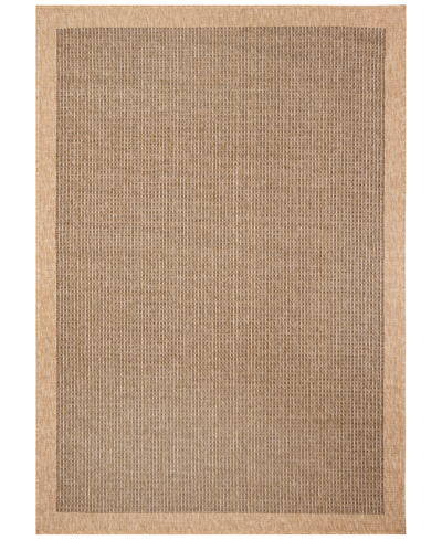 Liora Manne Sahara Texture Border 7'10" X 9'10" Outdoor Area Rug In Beige