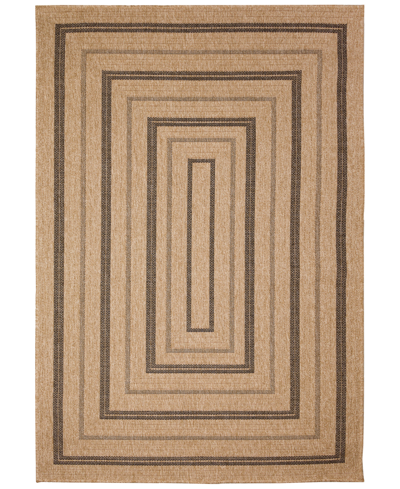 Liora Manne Sahara Multi Border 7'10" X 9'10" Outdoor Area Rug In Beige