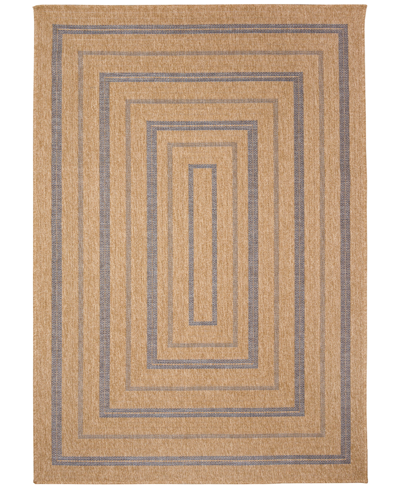 Liora Manne Sahara Multi Border 6'6" X 9'3" Outdoor Area Rug In Navy