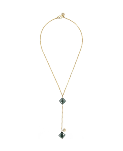Roberta Sher Designs 14k Gold Filled Beautiful Chain With 2 Diamond Shaped Semiprecious Stones Y20 Necklace In Labradorite