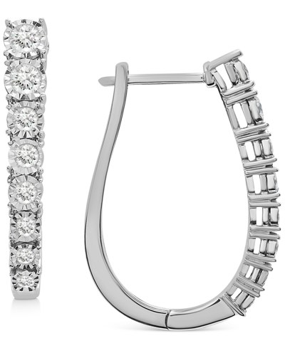 Wrapped In Love Diamond Graduated Oval Hoop Earrings (1 Ct. T.w.) In Sterling Silver, Created For Macy's
