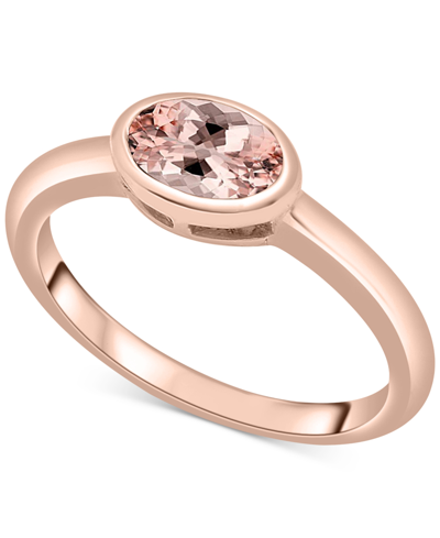 Macy's Lab-grown Morganite Oval Bezel Ring (5/8 Ct. T.w.) In 14k Rose Gold-plated Sterling Silver (also In