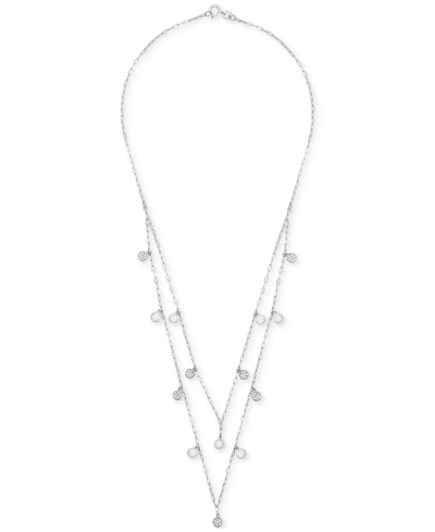 Wrapped Diamond Cluster & Polished Dangle Disc 18" Layered Necklace (1/4 Ct. T.w.) In Sterling Silver, Creat