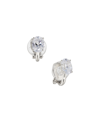 Eliot Danori Rhodium Plated Emerald Shape Clip Earrings, Created For Macy's In Rhodium Plated