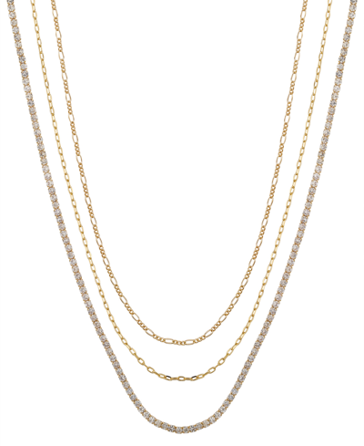 Unwritten Multi Crystal And Chain Necklace Set, 3 Piece In Gold Flash-plated