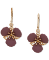 LONNA & LILLY LONNA & LILLY GOLD-TONE CRYSTAL & COLOR FLOWER DROP EARRINGS