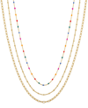 UNWRITTEN MULTI COLORED ENAMEL BEAD, BEADED, AND LINK CHAIN NECKLACE SET, 3 PIECE