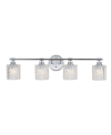 Jonathan Y Spaulding Vintage 31.5 4 Light Iron Chevron Pattern Glass Farmhouse Cottage Led Vanity Li In Silver-tone