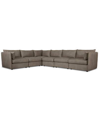 Furniture Closeout! Preston Leather 6-pc. Sectional, Created For Macy's In Grey