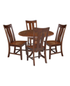 INTERNATIONAL CONCEPTS 42" DUAL DROP LEAF TABLE WITH 4 SPLAT BACK DINING CHAIRS