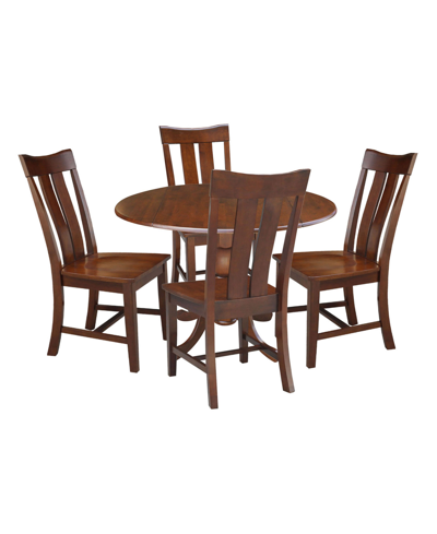 International Concepts 42" Dual Drop Leaf Table With 4 Splat Back Dining Chairs In Espresso