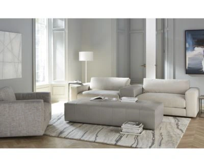 Furniture Closeout Roral Fabric Leather Sofa Collection In Graceland Sorrell Light Grey