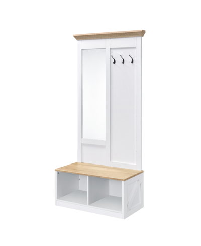 Acme Furniture Melati Hall Tree In Light Oak And White Finish