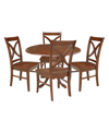 INTERNATIONAL CONCEPTS 42" DUAL DROP LEAF TABLE WITH 4 CROSS BACK DINING CHAIRS