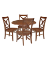 International Concepts 42" Dual Drop Leaf Table With 4 Cross Back Dining Chairs In Espresso