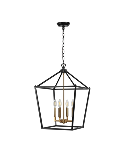 Jonathan Y Pagoda 4-bulb Lantern Metal Led Pendant In Black