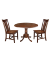 INTERNATIONAL CONCEPTS 42" DUAL DROP LEAF TABLE WITH 2 SPLAT BACK DINING CHAIRS