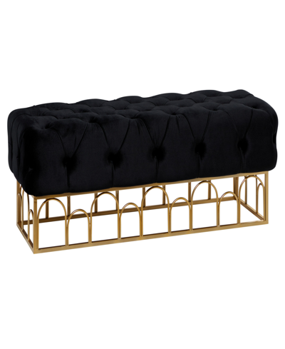 Rosemary Lane Metal Bench With Base, 49" X 20" X 18" In Black