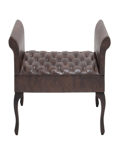 Rosemary Lane Wood Tufted Bench With Wood Legs, 53" X 18" X 25" In Brown