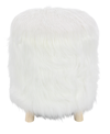 Rosemary Lane Polyester Stool With Faux Fur, 19" X 19" X 16" In White