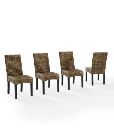Crosley Edgewater 4 Piece Dining Chair Set In Seagrass