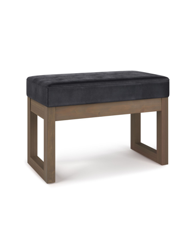 Simpli Home Milltown Contemporary Rectangle Footstool Ottoman Bench In Distressed Black