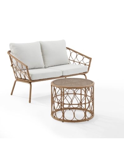 Crosley Furniture Juniper 2pc Outdoor Wicker Conversation Set In Creme
