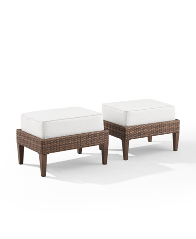 Crosley Capella 2 Piece Outdoor Wicker Ottoman Set In White