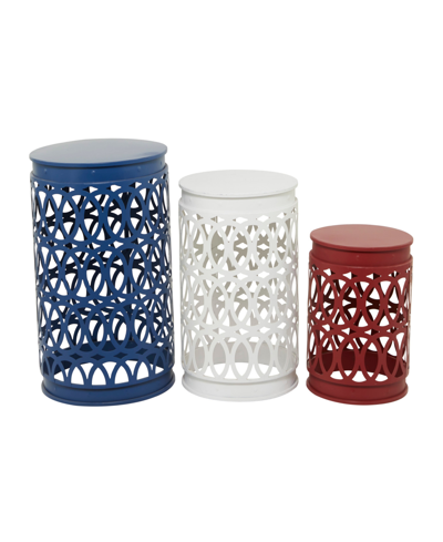 Rosemary Lane 23", 19", 15" Metal Contemporary Geometric Accent Table, Set Of 3 In Multi Colored