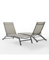 Crosley Furniture Weaver 2pc Outdoor Sling Chaise Lounge Set In Light Gray