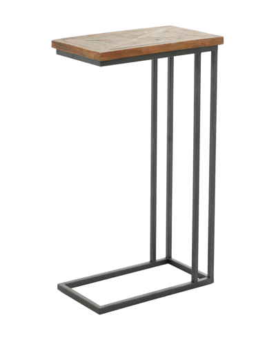 Rosemary Lane Metal Rustic Accent Table With Brown Wood Top, 19" X 11" X 26"