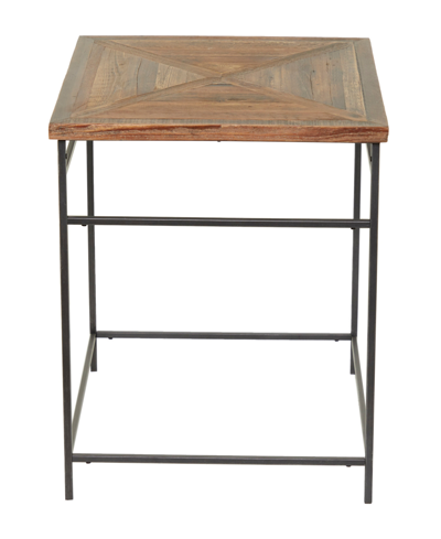 Rosemary Lane Metal Rustic Accent Table With Wood Top, 24" X 24" X 24" In Brown