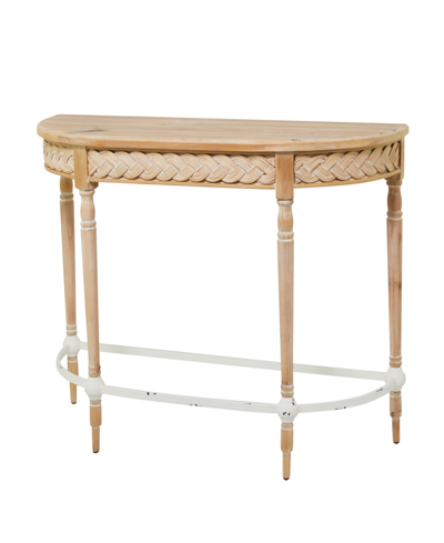 Rosemary Lane Wood Intricately Carved Floral Console Table With Woven Detail, 44" X 16" X 31" In Brown