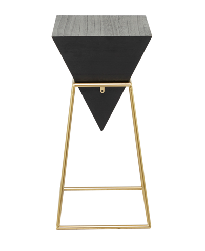Rosemary Lane Wood Inverted Geometric Accent Table With Metal Frame, 15" X 15" X 24" In Black