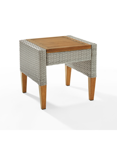 Crosley Capella Outdoor Wicker Side Table In Gray