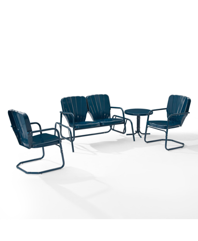 Crosley Ridgeland 4 Piece Outdoor Metal Conversation Set In Navy Gloss