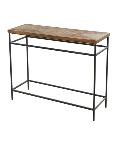 Rosemary Lane Metal Rustic Console Table With Brown Wood Top, 48" X 16" X 30"