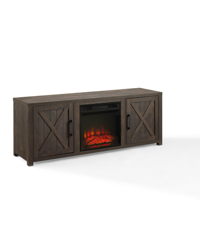 Crosley Gordon 58" Low Profile Tv Stand With Fireplace In Dark Walnut