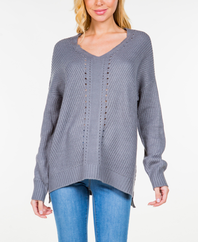 John Paul Richard Women's V-neck Cable Sweater In Gray